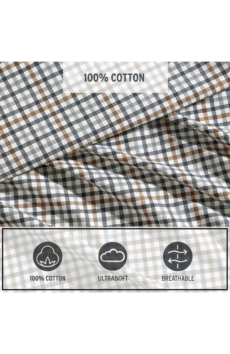 Eddie Bauer Griffin Plaid Cotton Percale Sheet Set, Alternate, color, White Multi