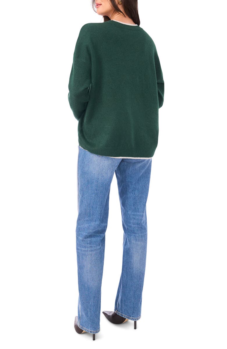 Vince Camuto Tipped Crewneck Sweater, Alternate, color, Windsor Moss