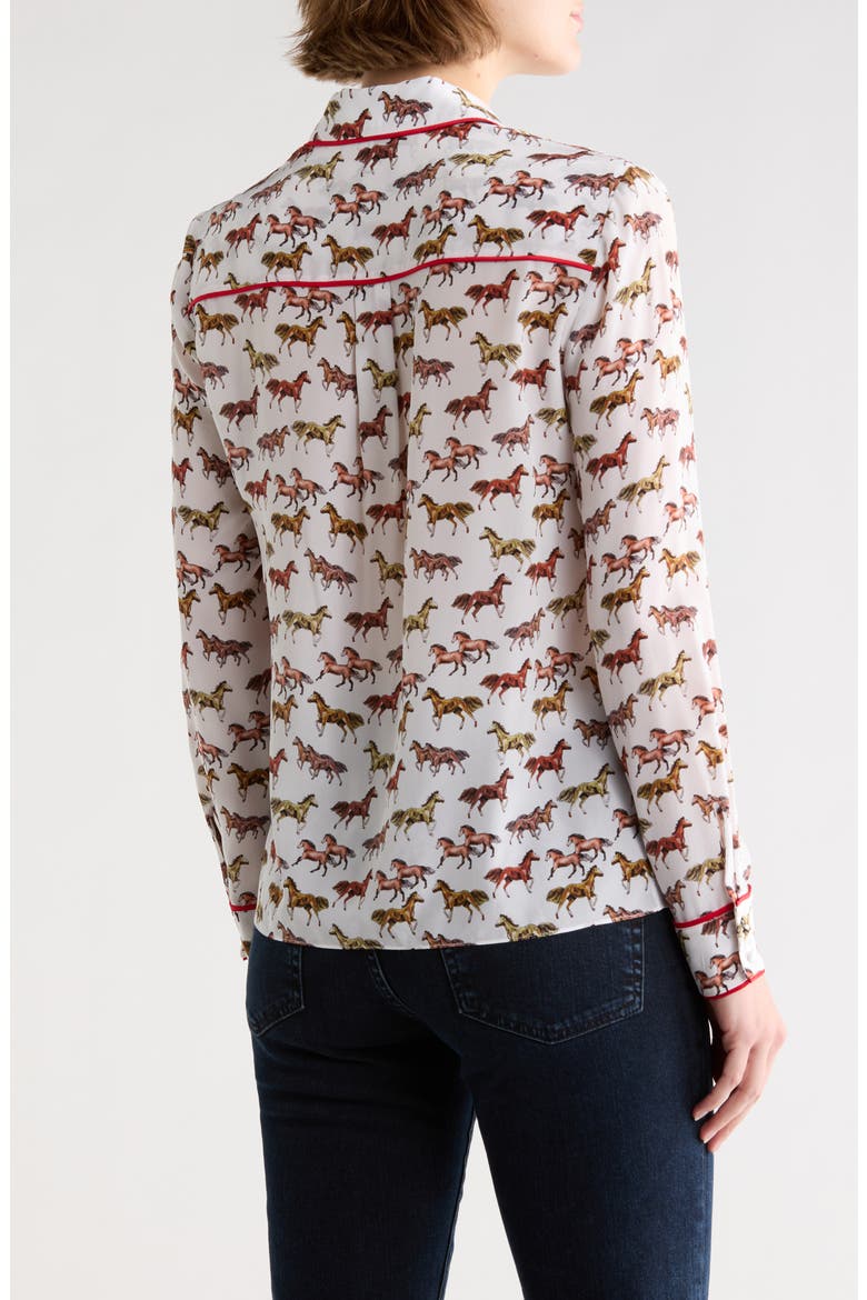 Willa Horse Print Silk Button-Up Shirt, Alternate, color, RODEO OFF WHITE