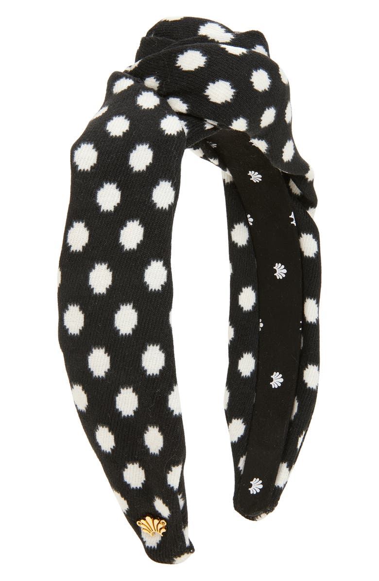 Lele Sadoughi Rosette Knotted Dot Headband, Main, color, Jet