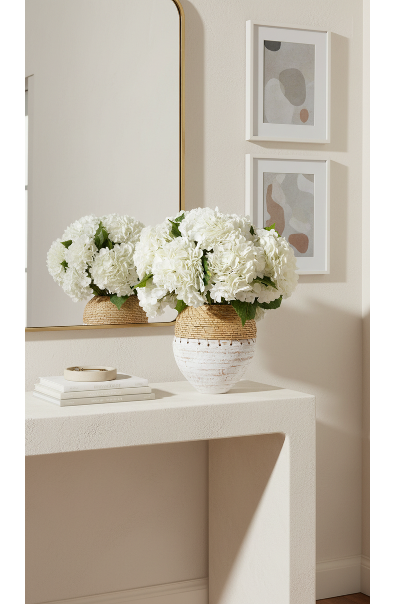 CocoBella Viviana RealTouch Hydrangea Stoneweave Arrangement, Alternate, color, Snow