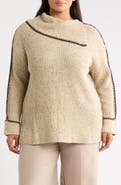 Joseph A Whipstitch Mock Neck Sweater