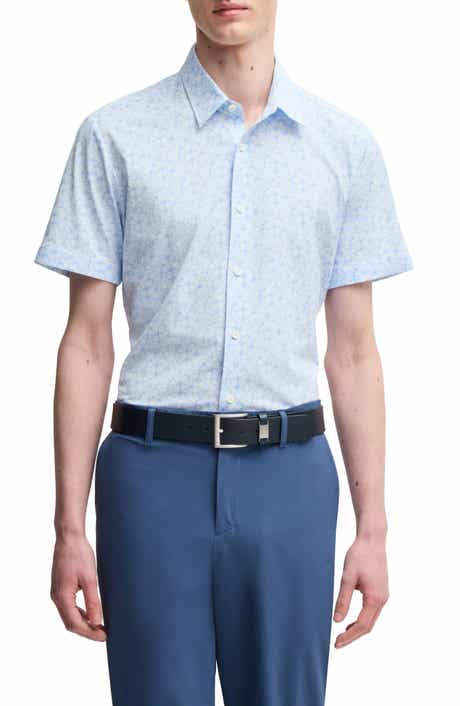 BOSS Roan Floral Short Sleeve Stretch Button-Up Shirt