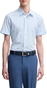 BOSS Roan Floral Short Sleeve Stretch Button-Up Shirt