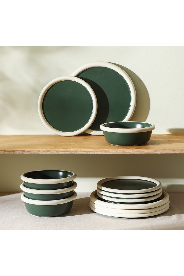 Capri Stoneware 12-Piece Dinnerware Set, Alternate, color, Green