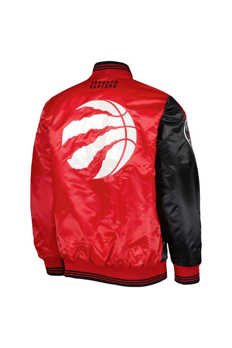 Men's Starter Black/Red Toronto Raptors Fast Break Satin Full-Snap Jacket, Alternate, color, Black
