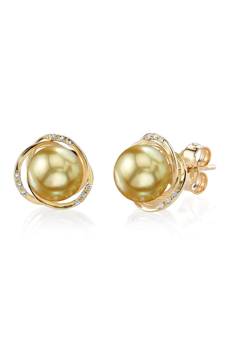 Golden South Sea Pearl and Diamond Lexi Earrings, Main, color, Yellow Gold