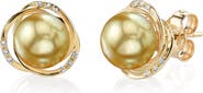 The Pearl Source Golden South Sea Pearl and Diamond Lexi Earrings