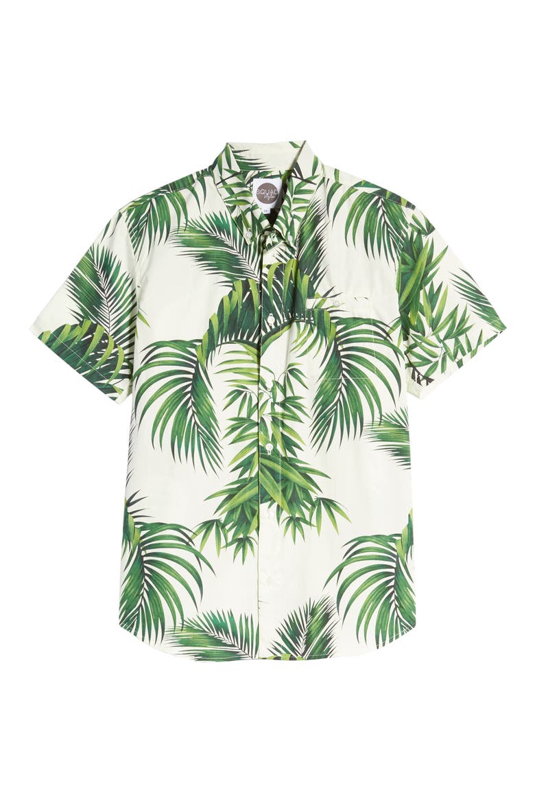 Havana Palms BBQ Short Sleeve Button-Down Shirt, Alternate, color, IVORY / GREEN