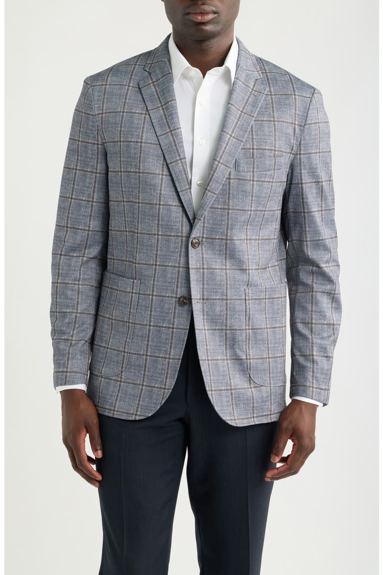 XC Flex Pinnacle Knit Blazer, Main, color, CHARCOAL BROWN PLAID