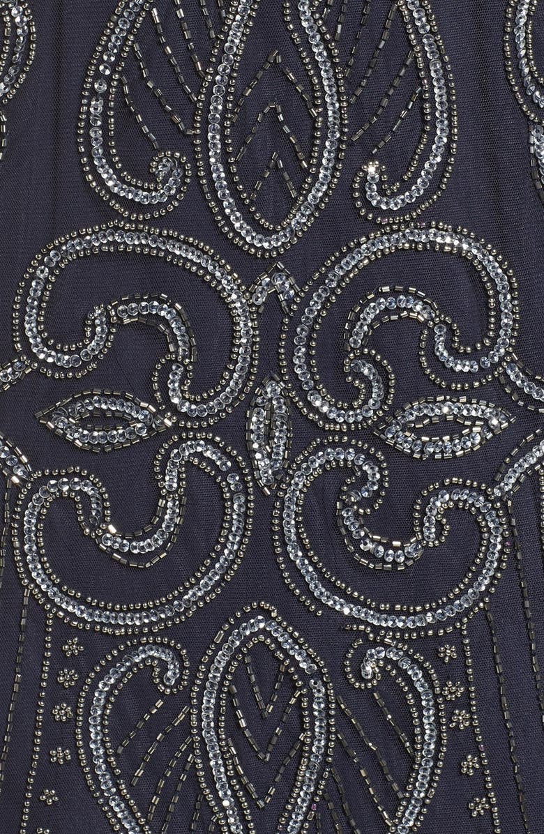 Pisarro Nights Beaded Mesh Sheath Dress, Alternate, color, Navy