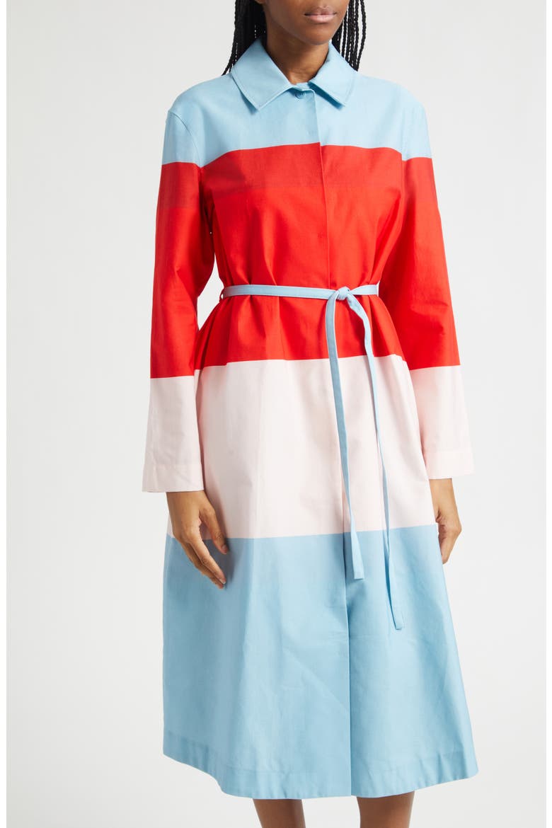 Luomus Hennika Colorblock Long Sleeve Cotton Coat Dress, Alternate, color, RED LIGHT PINK LIGHT BLUE