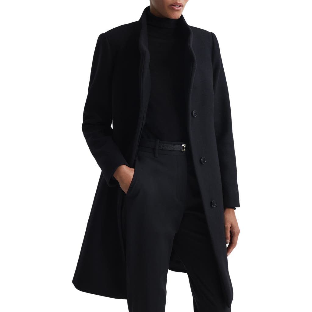 Reiss Mia Wool Blend Coat In Black