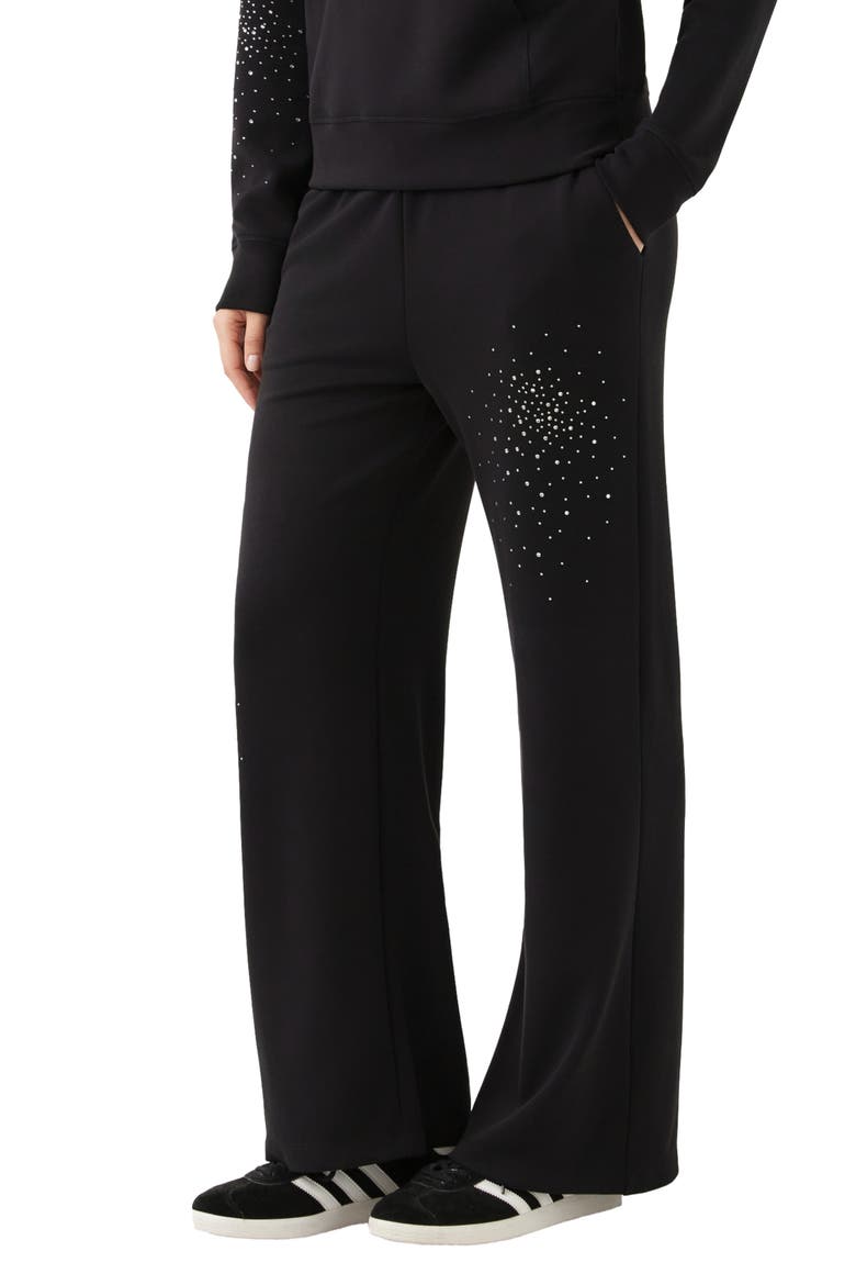 Embellished Wide Leg Sweatpants, Alternate, color, BLACK