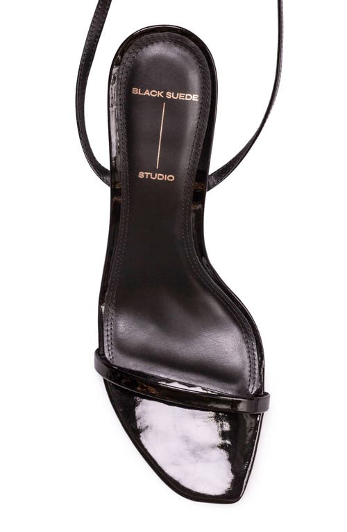 Black Suede Studio Slone Ankle Strap Sandal In Black Patent