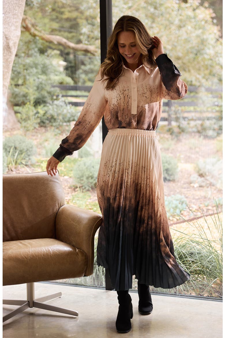Alias Pleated Maxi Skirt, Alternate, color, CALLIGRAPHY