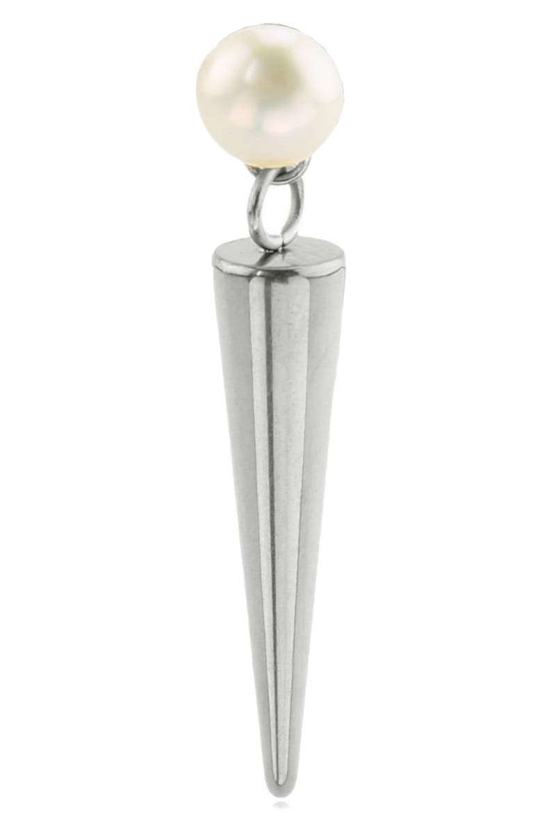 REBL Cultured Pearl Spike Drop Earrings, Alternate, color, Silver