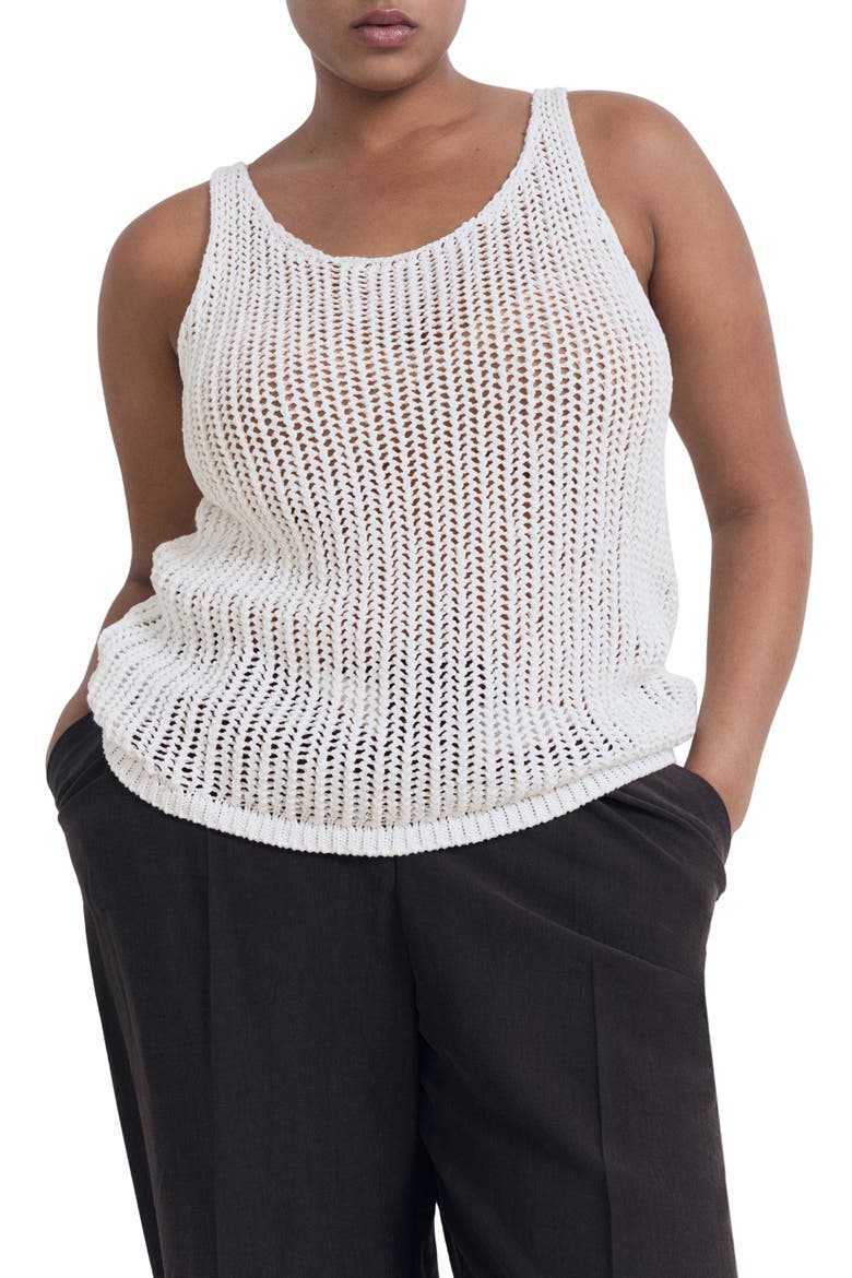 Semisheer Crochet Tank Top, Main, color, OFF WHITE