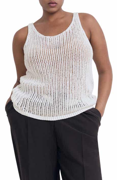 MANGO Semisheer Crochet Tank Top