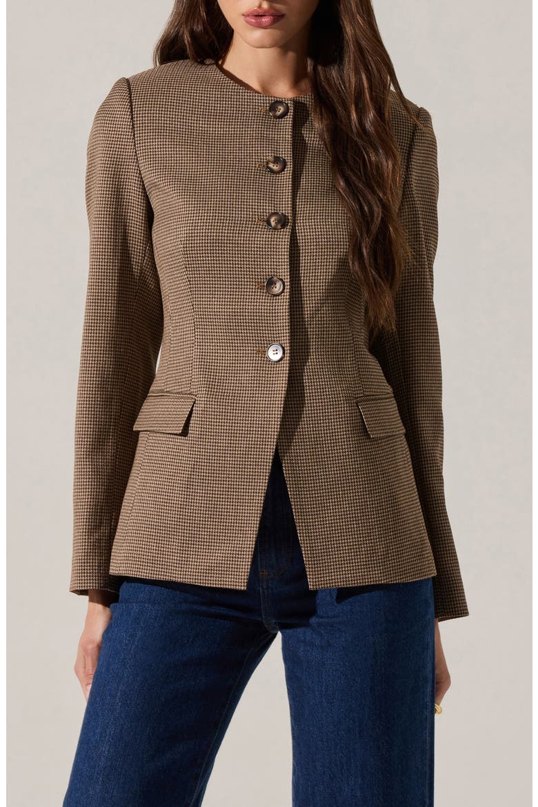 Bellemere Houndstooth Jacket, Main, color, BROWN HOUNDSTOOTH