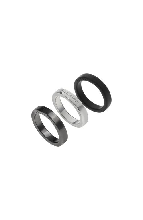 Allsaints Set Of 3 Band Stacking Rings In Multi