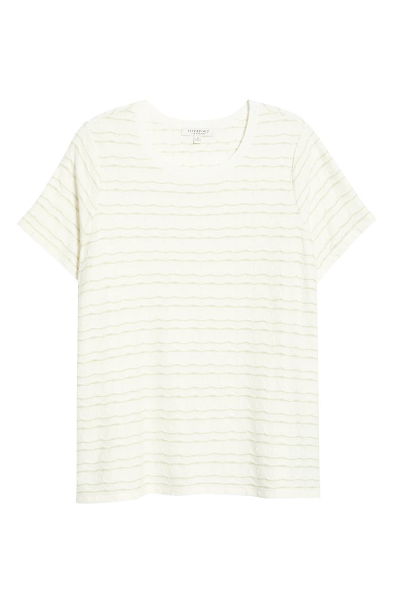Liverpool Los Angeles Wavy Jacquard Stripe T-Shirt, Alternate, color, Bone/ Matcha Green Stripe