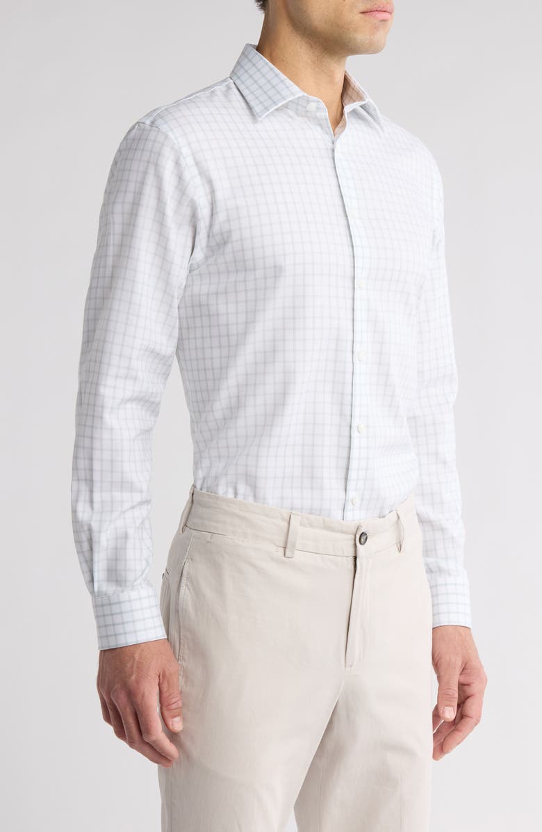 Nordstrom Premium Non-Iron Traditional Fit Windowpane Check Dress Shirt, Alternate, color, Green Window