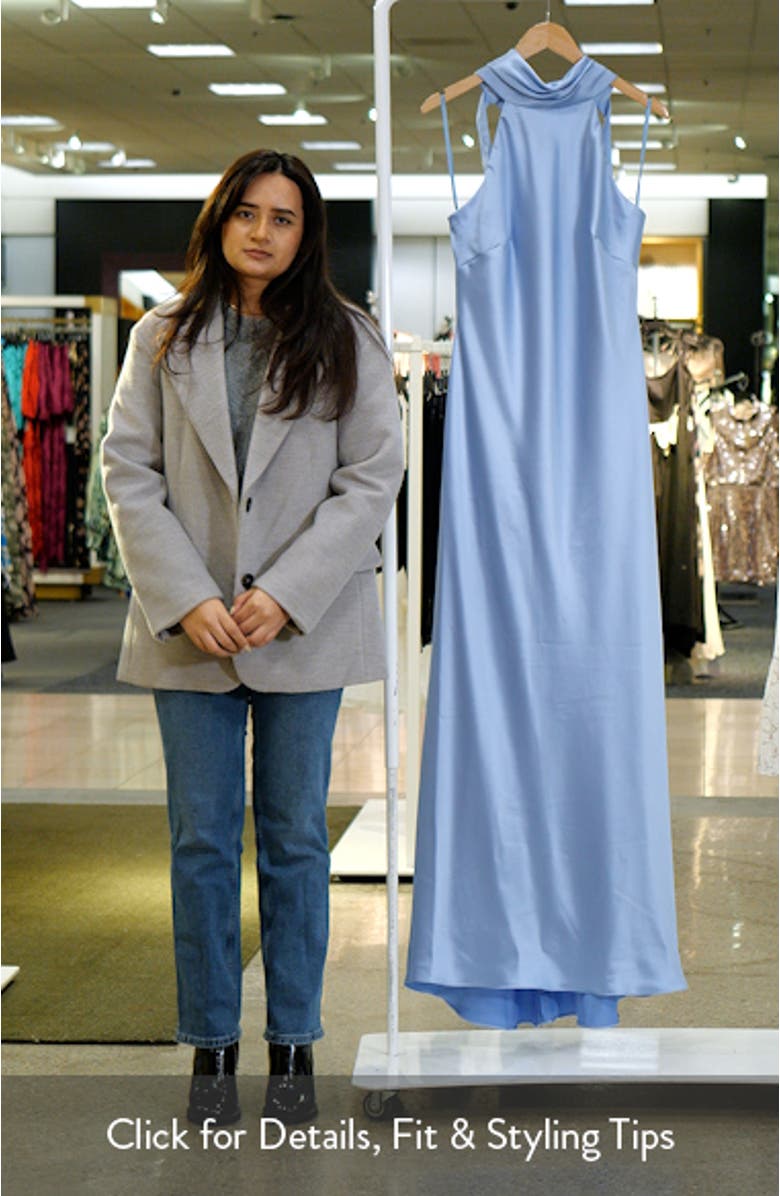 Halter Neck Satin Sheath Gown