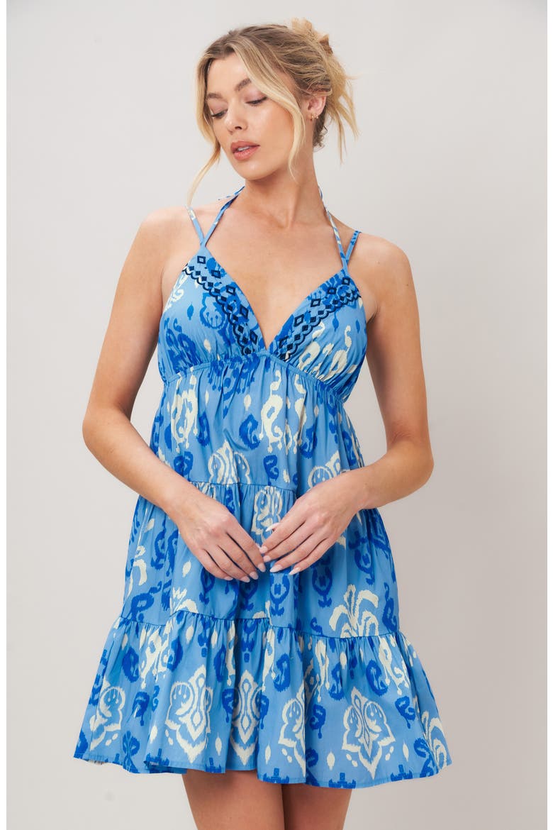 Print Cotton Minidress, Alternate, color, SKY BLUE
