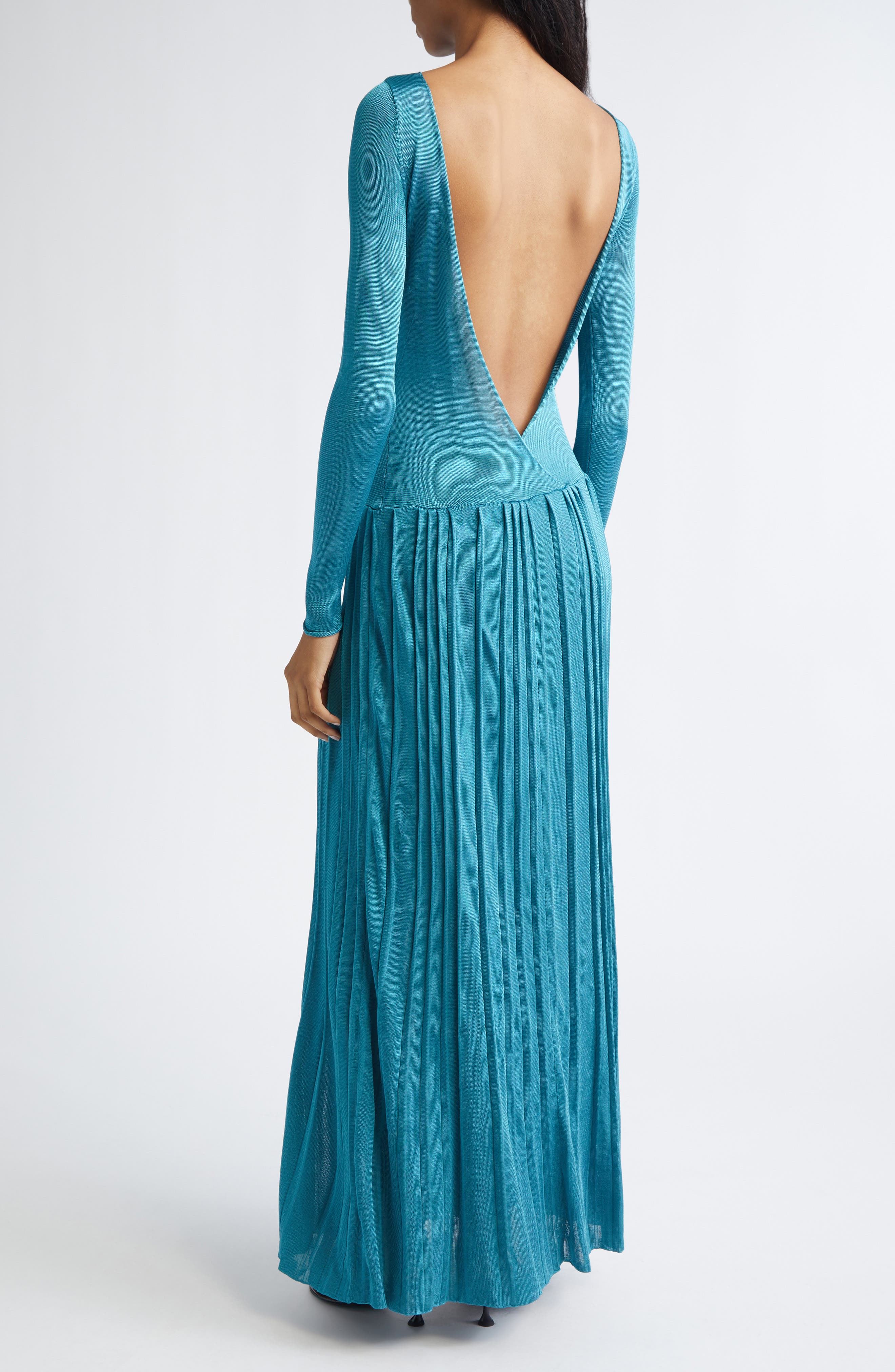 EMILY DAWN LONG Kingsley Pleated Long Sleeve Column Dress (Women ...