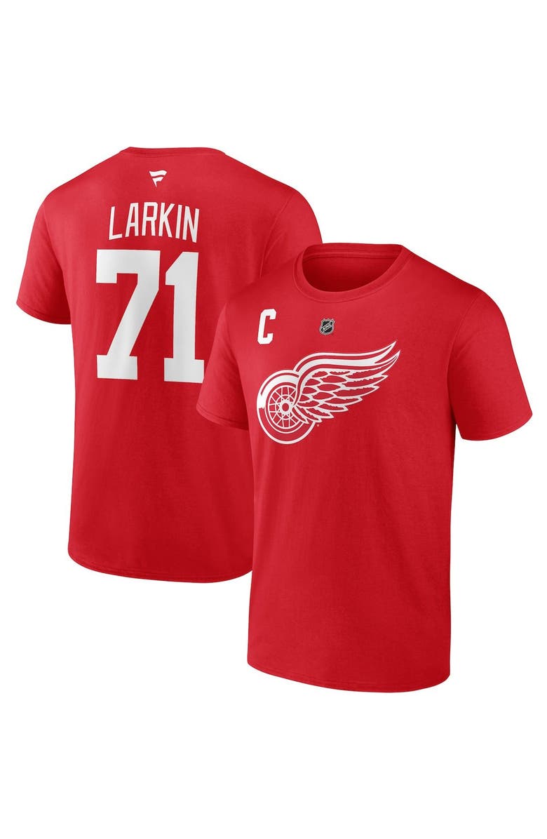 FANATICS Men's Fanatics Branded Dylan Larkin Red Detroit Red Wings Team Authentic Stack Name & Number T-Shirt, Alternate, color, 