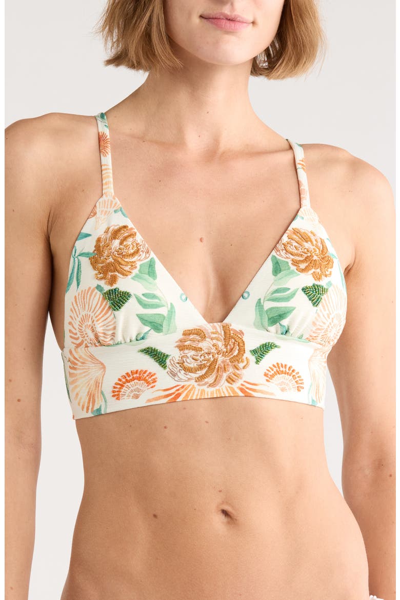 Banded Triangle Bikini Top, Main, color, WHITE MULTI