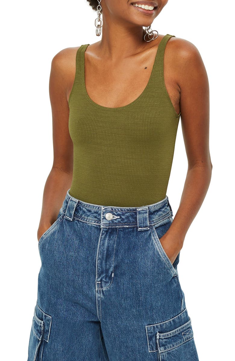 Topshop Textured Scoop Neck Bodysuit, Main, color, 