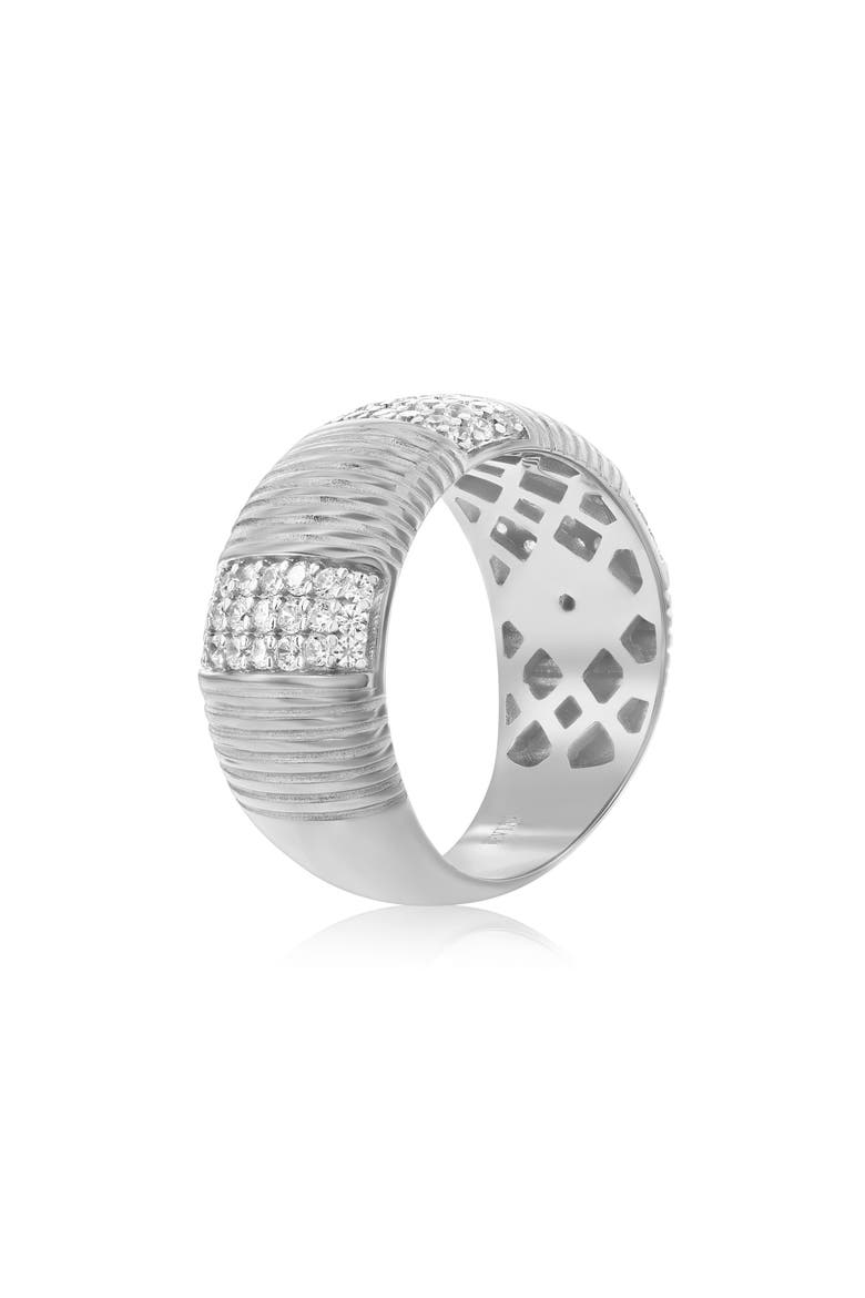 Pavé Cubic Zirconia Line Wide Band Ring, Alternate, color, SILVER