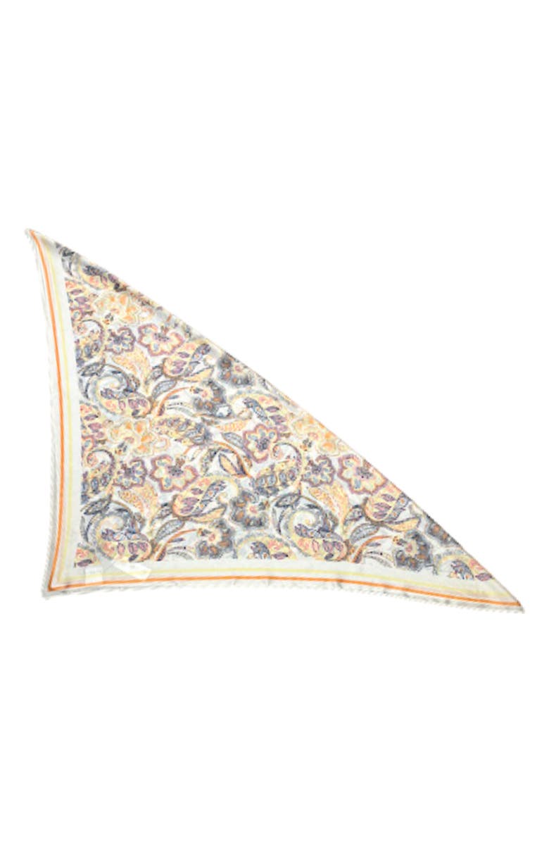 Nicole Miller Paisley Satin Square Scarf, Alternate, color, Tan