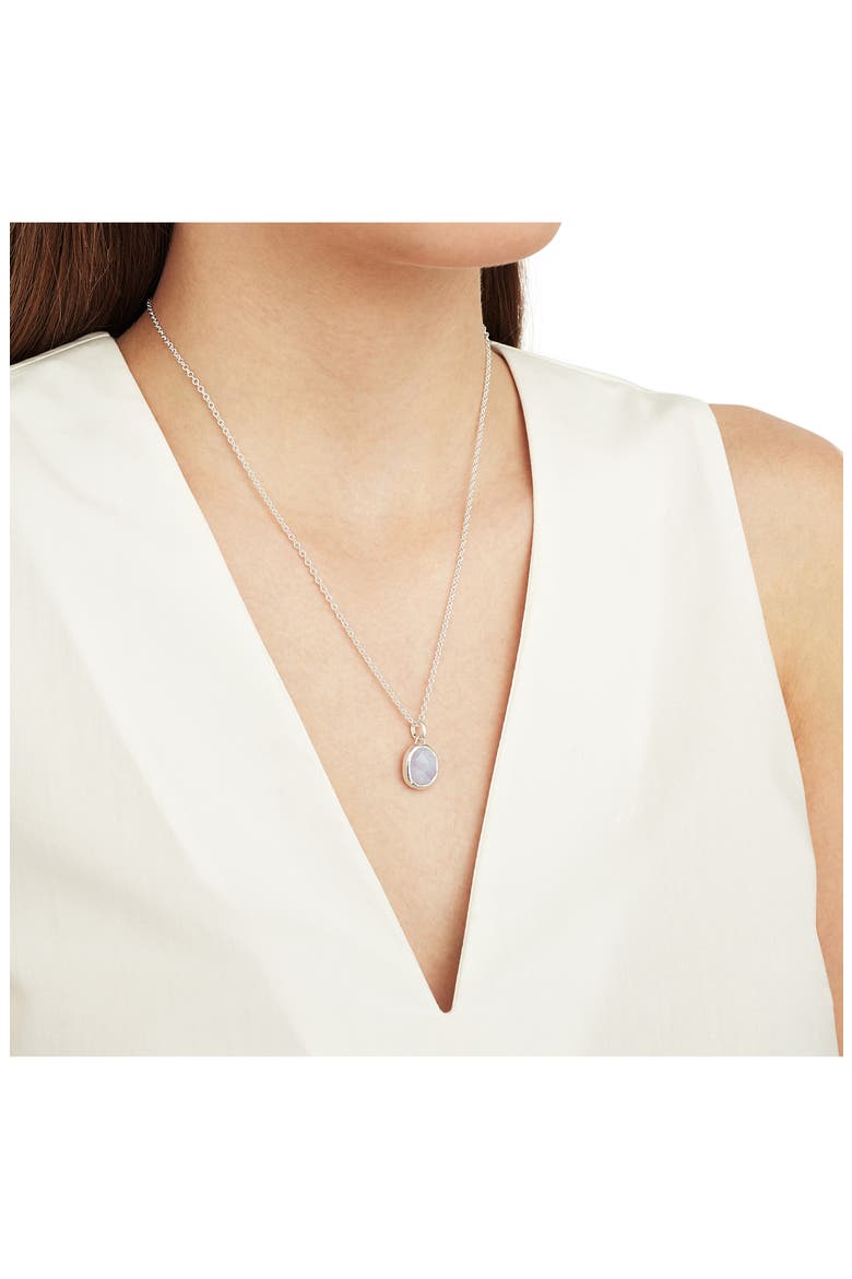 Siren Medium Bezel Pendant Charm, Alternate, color, SILVER/ BLUE LACE AGATE