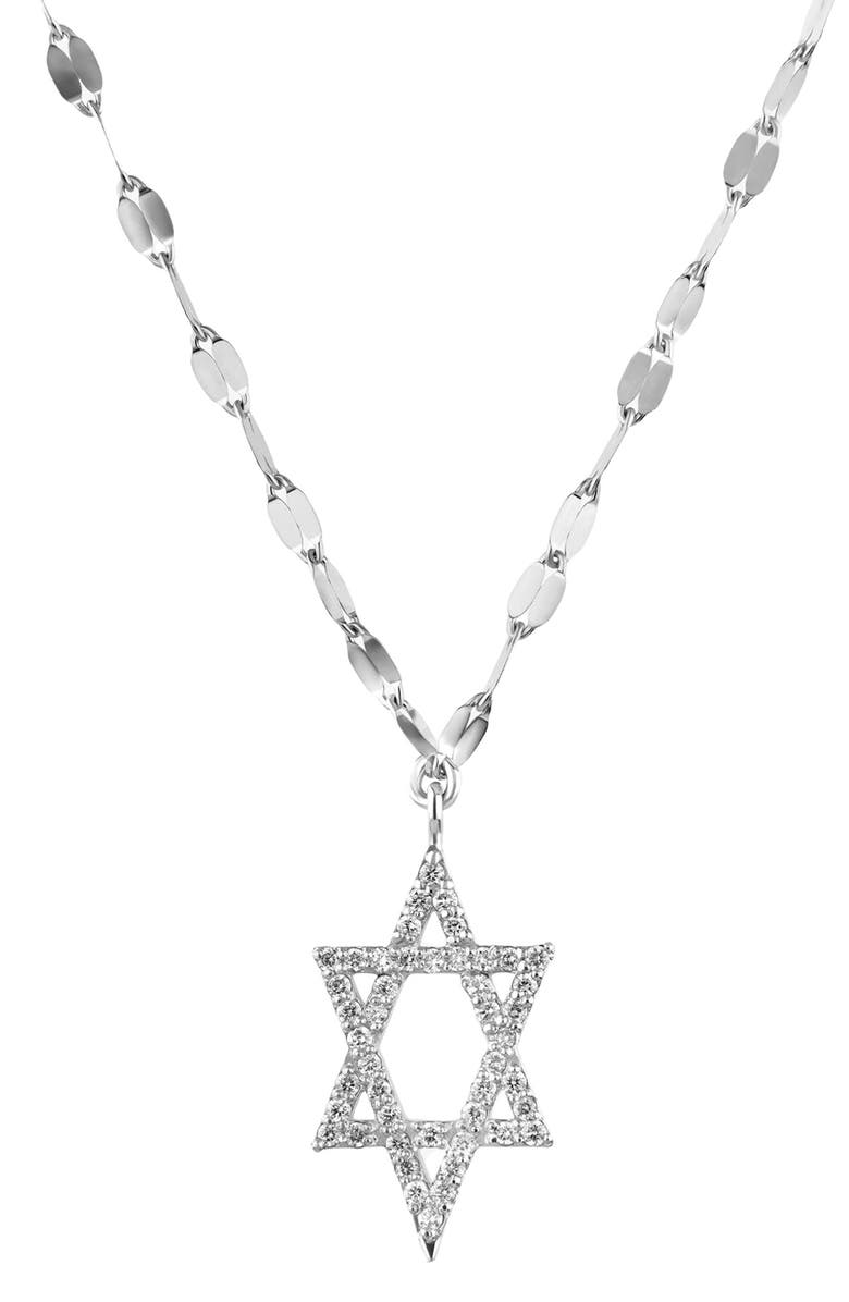 LANA 14K Gold Diamond Star of David Pendant Necklace, Main, color, White Gold