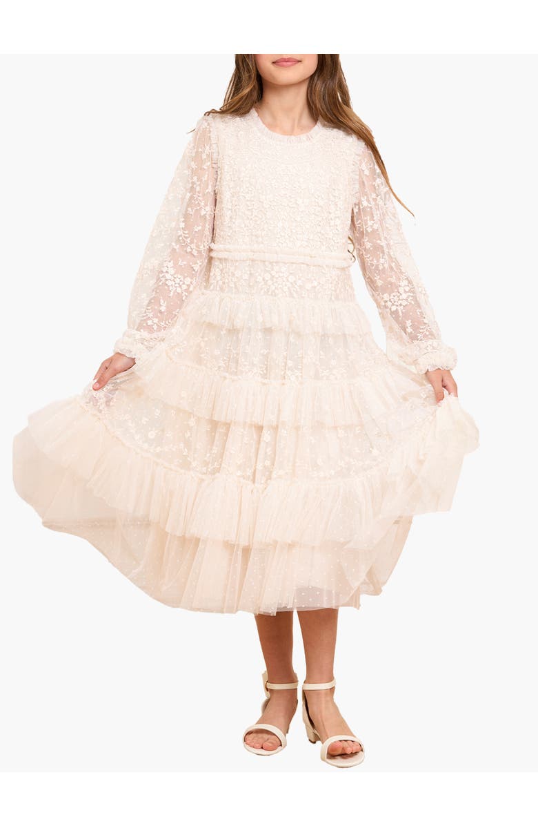 Needle & Thread Blossom Lace Kids Dress, Main, color, Cream