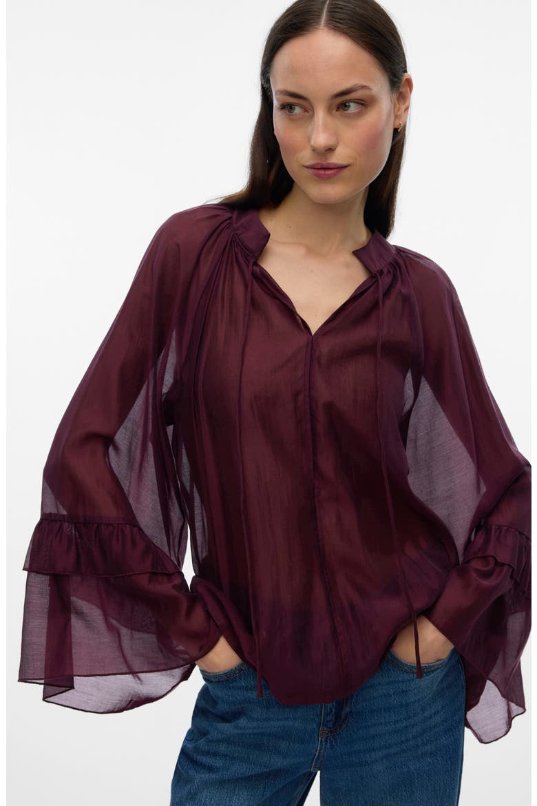 Jenna Split Neck Top, Alternate, color, WINETASTING