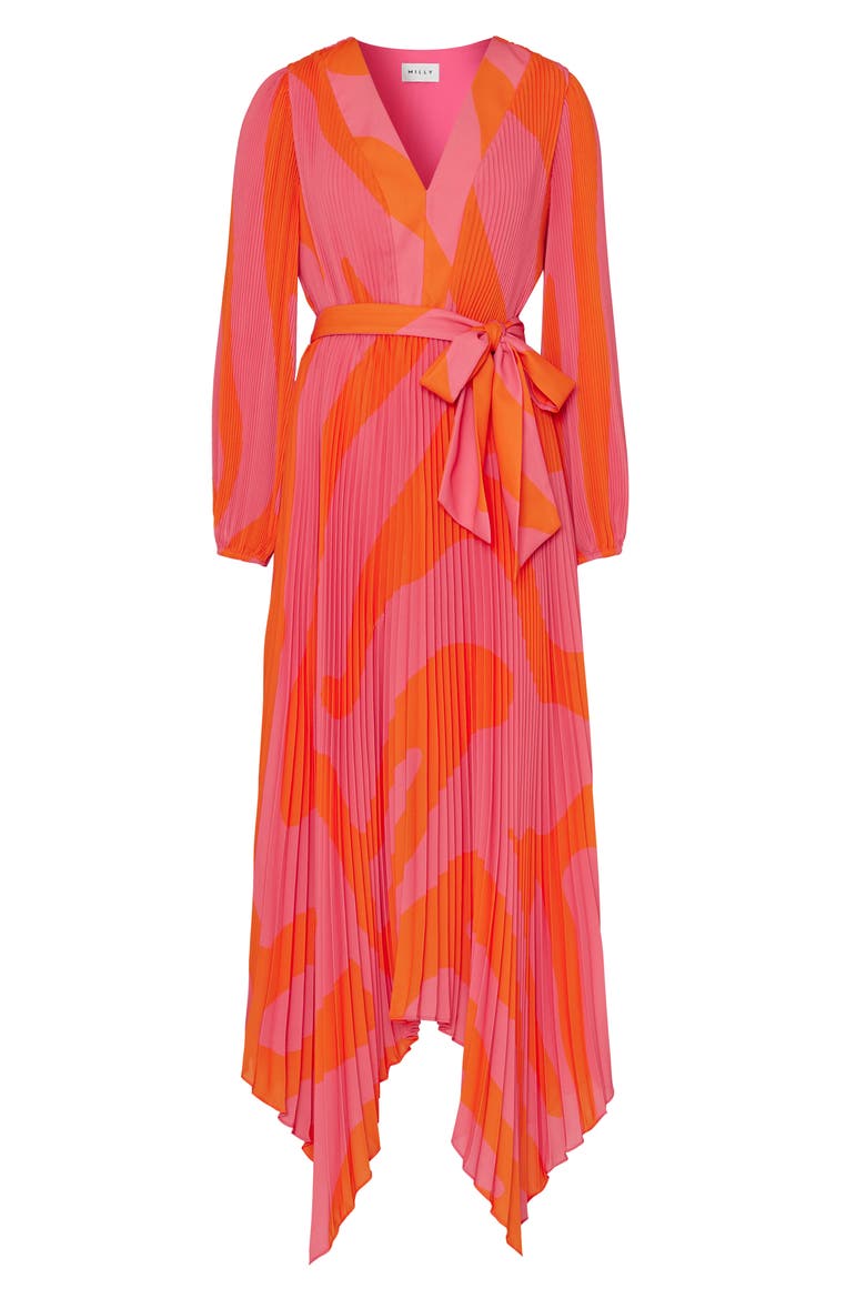 Liora Zebra Print Long Sleeve Midi Dress, Alternate, color, MILLY PINK