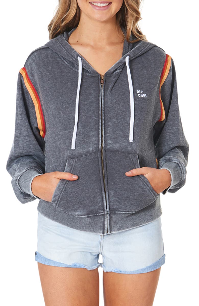 Rip Curl Golden Days Rainbow Trim Zip Hoodie, Main, color, 