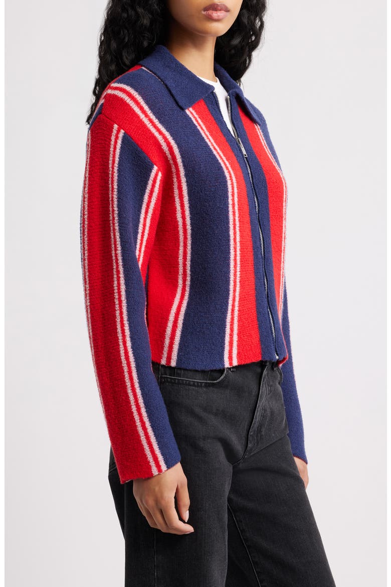 Bibi Stripe Reversible Wool Blend Cardigan, Alternate, color, RED