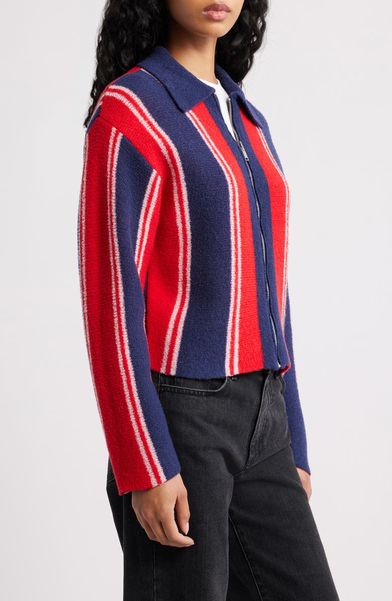 Damson Madder Bibi Stripe Reversible Wool Blend Cardigan, Alternate, color, Red