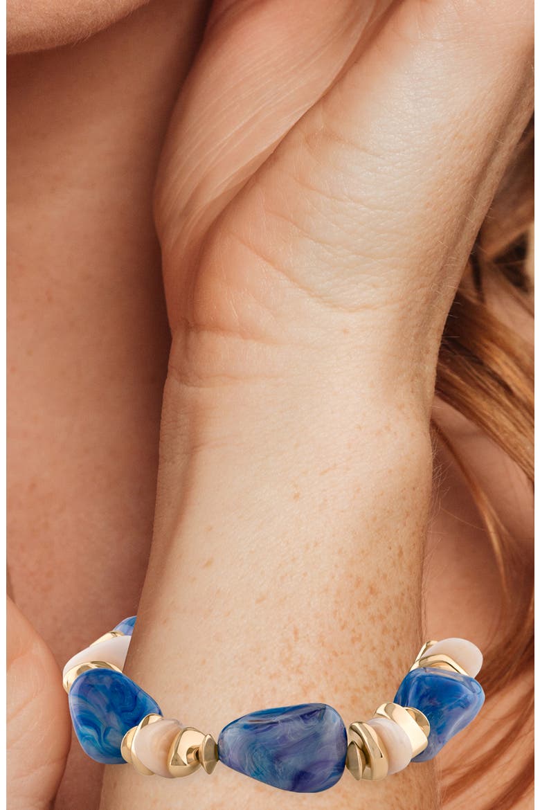 Acrylic Stone Stretch Bracelet, Alternate, color, BLUE/ GOLD