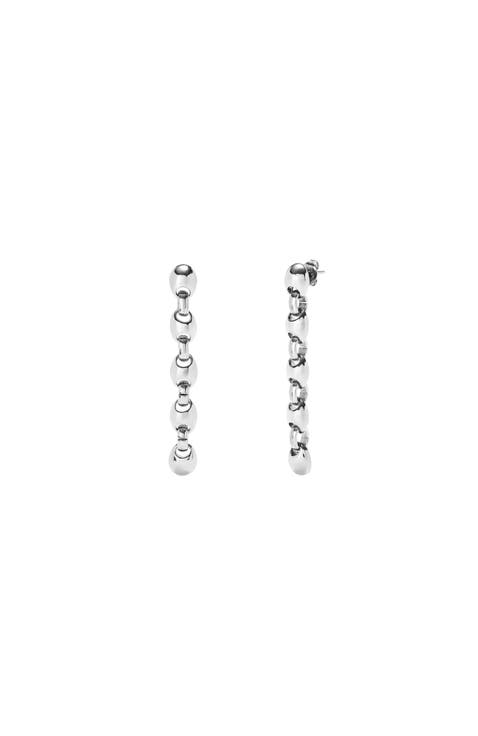 Long Earrings Plated in Sterling Silver with Ball-Shaped Links