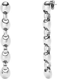 UNODE50 Long Earrings Plated in Sterling Silver with Ball-Shaped Links