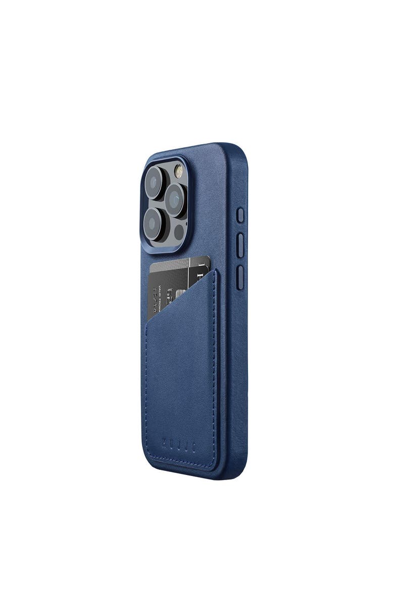 MUJJO Full Leather Wallet Case for iPhone 15 Pro, Alternate, color, Monaco Blue