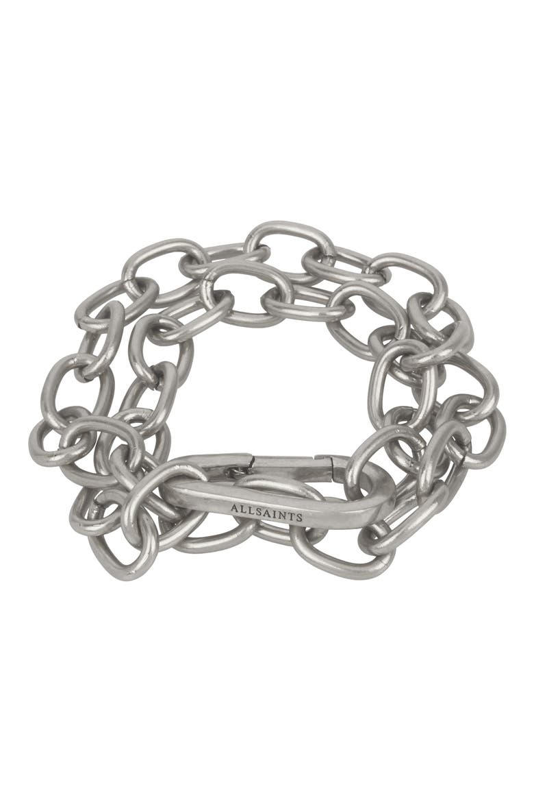 Double Chunky Chain Link Bracelet, Main, color, WARM SILVER