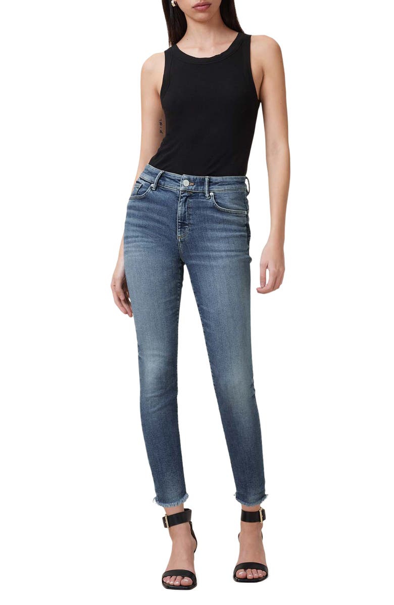 AllSaints Miller Pushup Raw Hem Skinny Jeans, Alternate, color, Deep Royal Blue