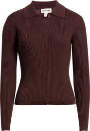 Open Edit Collared Merino Wool Cardigan